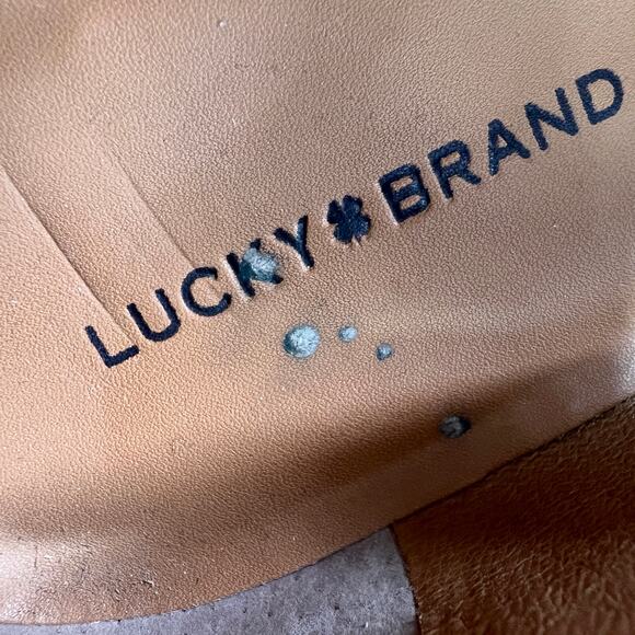 Lucky Brand Shoes Womens Size 10M Tan Mahzan Slip On Leather Suede Loafers - Picture 15 of 16